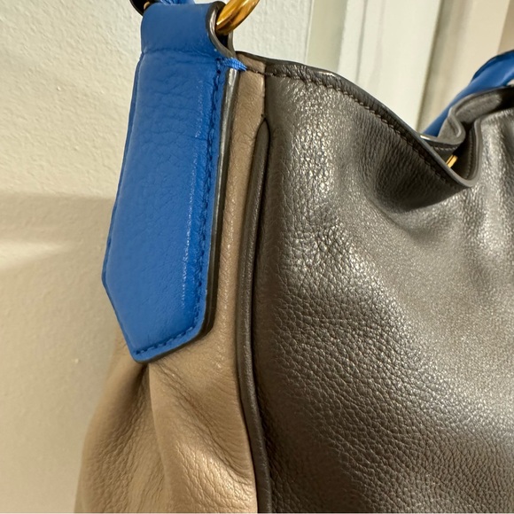 Marc by Marc Jacobs women’s crossbody leather hobo bag purse blue gray gold - Picture 8 of 15